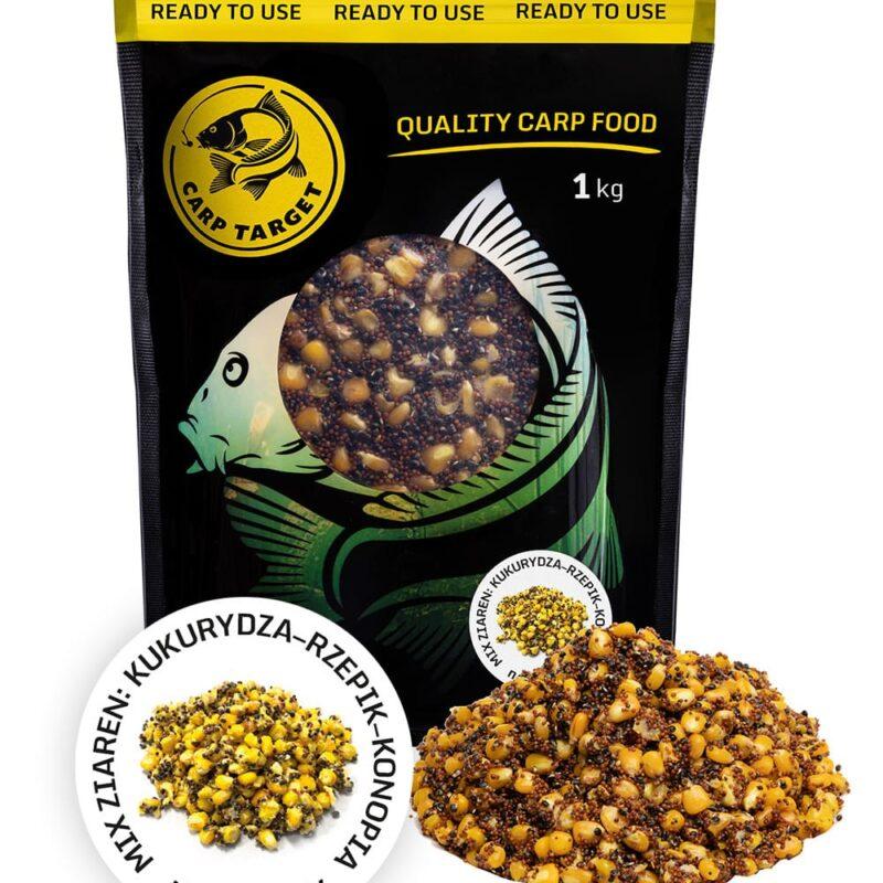 Carp Target MIX Ziaren Wędkarskich Kukurydza Konopia Rzepik 1 kg
