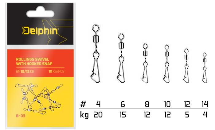 Delphin Rolling Swivel with Hooked Snap B-03